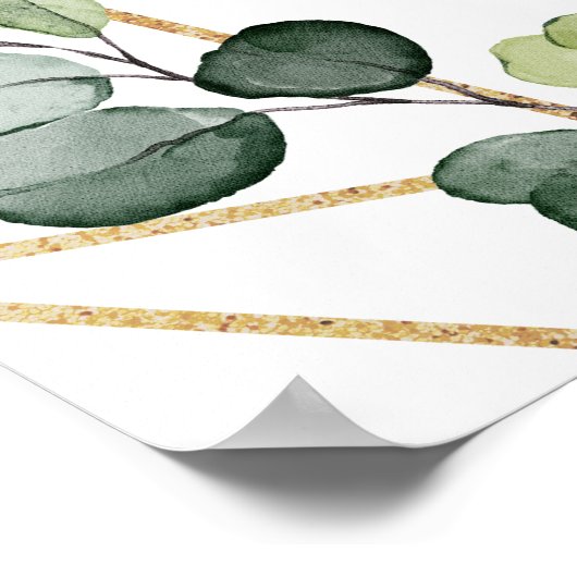 Elegante Rose Eukalyptus Brautparty Begrüßungszeic Poster (Ecke)