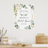 Elegante Rose Eukalyptus Brautparty Begrüßungszeic Poster (Küche)