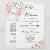Elegante Rose Eukalyptus Wedding Zeremony Program (Vorne/Hinten)