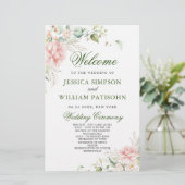 Elegante Rose Eukalyptus Wedding Zeremony Program (Stehend Vorderseite)
