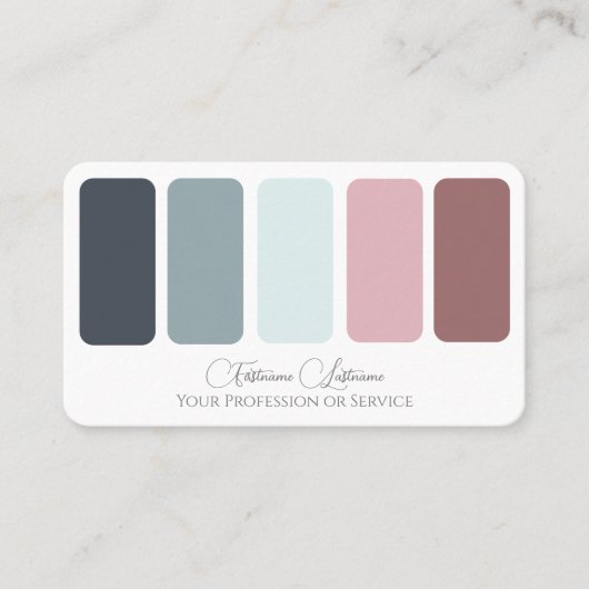 Elegante Rose Farbpalette Kalligraphie QR-Code B Visitenkarte (Vorderseite)