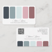 Elegante Rose Farbpalette Kalligraphie QR-Code B Visitenkarte (Vorne/Hinten)