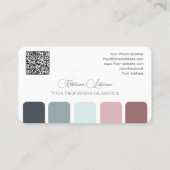 Elegante Rose Farbpalette Kalligraphie QR-Code B Visitenkarte (Rückseite)