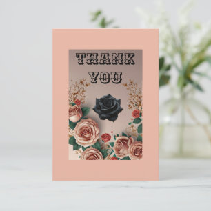 Elegante Rose Flat Dankeschön Karte