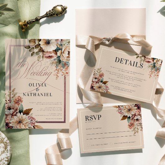 Elegante Rose Flora Einladung