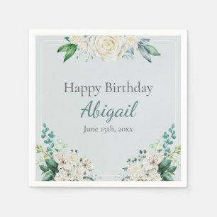 Elegante Rose Floral 80. Geburtstagsparty jedes Al Serviette