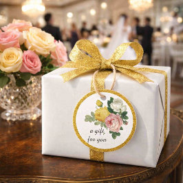 Elegante Rose Floral Gold Glitzer Geschenkanhänger