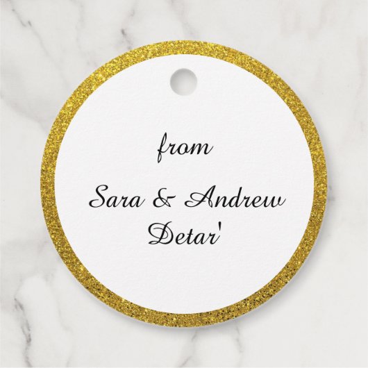 Elegante Rose Floral Gold Glitzer Geschenkanhänger (Rückseite)