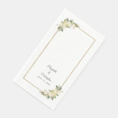 Elegante Rose Floral Gold Metallic Wedding White Serviette (Ecke)
