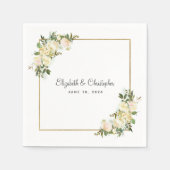 Elegante Rose floral Metallic Gold Hochzeitsdekor Serviette (Vorderseite)