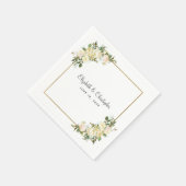 Elegante Rose floral Metallic Gold Hochzeitsdekor Serviette (Ecke)