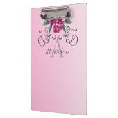 Elegante Rose Floral Monogram Chic Klemmbrett (Links)