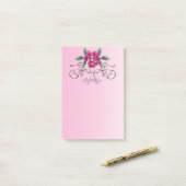 Elegante Rose Floral Monogram Post-it Klebezettel (Auf Schreibtisch)