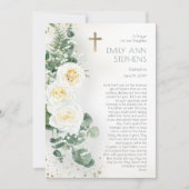 Elegante Rose FloralGirl Taufkarte Einladung (Vorderseite)