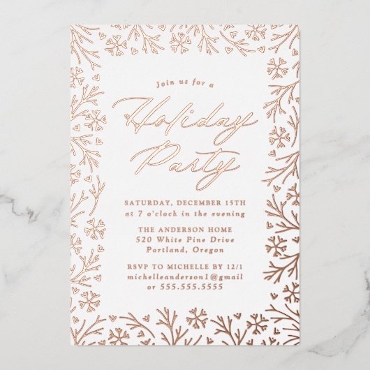 Elegante Rose Folieneinladung (Vorderseite)