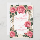 Elegante Rose Frame Template Hochzeitsempfehlung Einladung (Vorderseite)