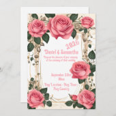Elegante Rose Frame Template Hochzeitsempfehlung Einladung (Vorne/Hinten)