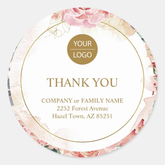 Elegante Rose für Pastellblumen "Danke" Runder Aufkleber (Vorderseite)