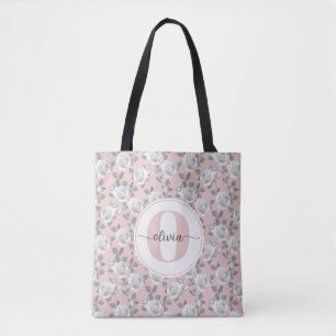 Elegante Rose Garden Monogram Pink Tasche