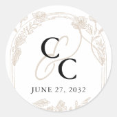 Elegante Rose Garden Trellis Calligraphy Monogram Runder Aufkleber (Vorderseite)