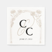 Elegante Rose Garden Trellis Calligraphy Monogram Serviette (Vorderseite)