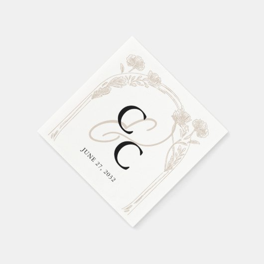 Elegante Rose Garden Trellis Calligraphy Monogram Serviette (Ecke)