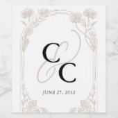 Elegante Rose Garden Trellis Calligraphy Monogram Weinetikett (Einzelnes Label)