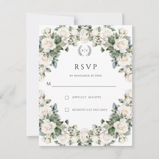 Elegante Rose Garden Wedding RSVP Karte (Vorderseite)