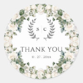 Elegante Rose Garden Wedding Vielen Dank Runder Aufkleber (Vorderseite)