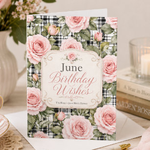 Elegante Rose Geburtstagsblume Juni Alles Gute zum Karte