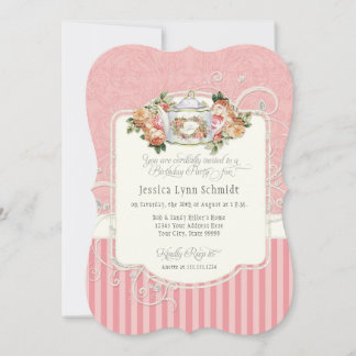 Elegante Rose Geburtstagsparty Tee Party Einladung