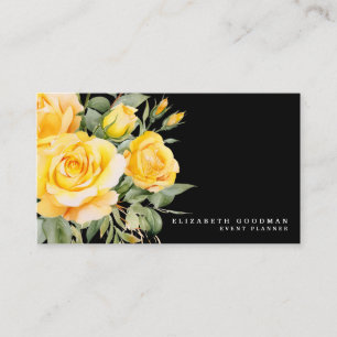 Elegante Rose Gelbe Schwarze Blume Visitenkarten Visitenkarte
