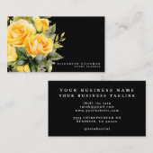 Elegante Rose Gelbe Schwarze Blume Visitenkarten Visitenkarte (Vorne/Hinten)
