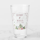 Elegante Rose Geometrische Hochzeit Glas (Rückseite)