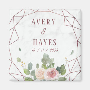 Elegante Rose Geometrische Hochzeit Magnet