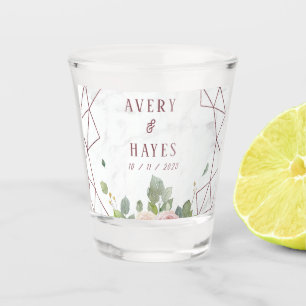 Elegante Rose Geometrische Hochzeit Schnapsglas