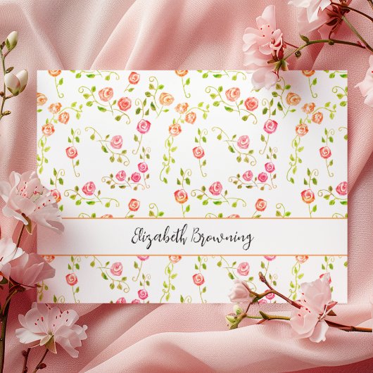 Elegante Rose Girly Personal Stationery