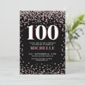 Elegante Rose Gold 100. Geburtstag Einladung (Stehend Vorderseite)