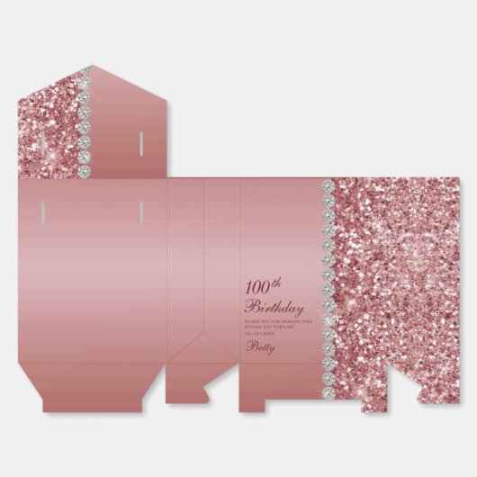 Elegante Rose Gold 100. Geburtstag Geschenkschachtel (Ungefaltet)