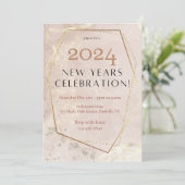 Elegante Rose Gold 2024 Neues Party Einladung (Stehend Vorderseite)