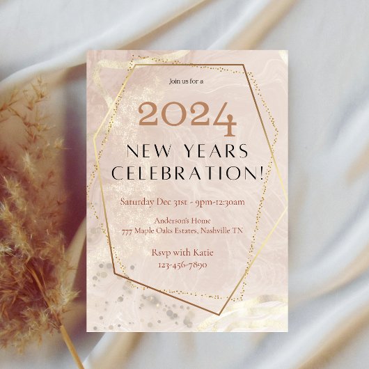 Elegante Rose Gold 2024 Neues Party Einladung
