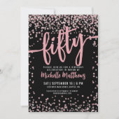 Elegante Rose Gold 50. Geburtstag Einladung (Vorderseite)