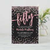 Elegante Rose Gold 50. Geburtstag Einladung (Stehend Vorderseite)