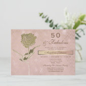 Elegante Rose Gold 50. Geburtstag Einladung (Stehend Vorderseite)