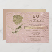 Elegante Rose Gold 50. Geburtstag Einladung (Vorne/Hinten)