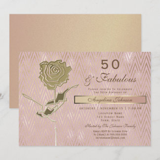 Elegante Rose Gold 50. Geburtstag Einladung