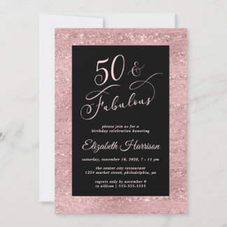 Elegante Rose Gold 50. Geburtstagsparty Einladung