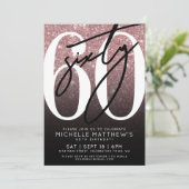Elegante Rose Gold 60. Geburtstag Einladung (Stehend Vorderseite)
