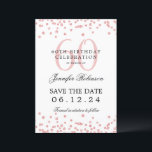 Elegante Rose Gold 60. Geburtstag Rett Datum Confe Einladung<br><div class="desc">Elegantes "60th Birthday Party" Design mit Imitats Glitzer Konfetti und Details Text. Einfach zu bedienen und leicht zu personalisieren. Bestelle noch heute!</div>