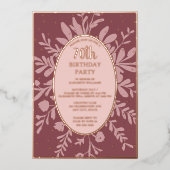Elegante Rose Gold 70. Custom Birthday Party Folieneinladung (Vorderseite)